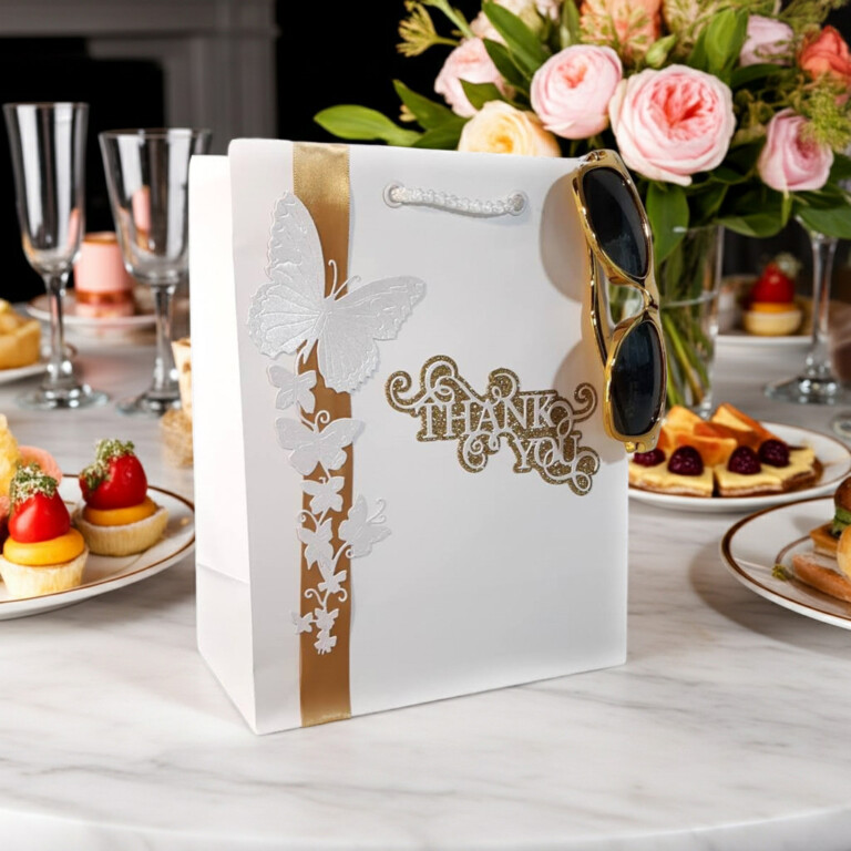 wedding welcome gift bag White & Gold Handmade Gift Bag