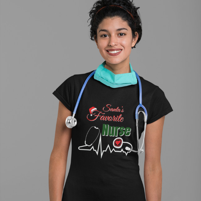 Santa’s Favorite Nurse PNG – Christmas Holiday Design for Shirts & Apparel