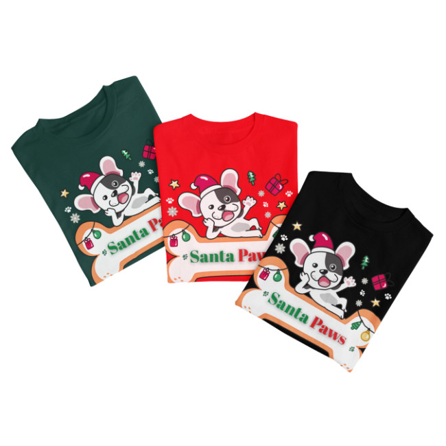 Festive paw print PNG – Santa Paws Christmas design for printing