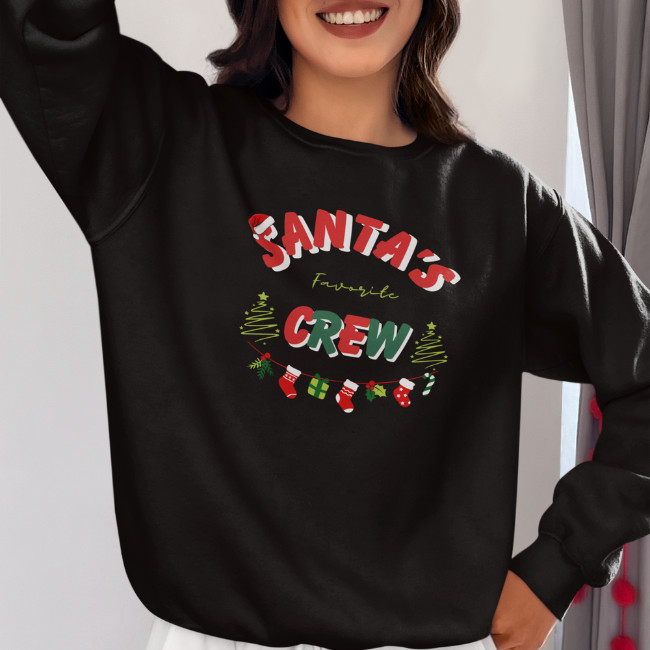 Santa’s Favorite Crew PNG – Christmas Holiday Design for Tote Bags & Apparel