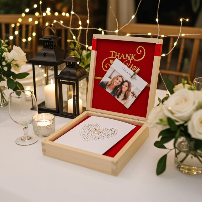 Wedding keepsake gift boxes for mom and dad as heartfelt wedding gifts.