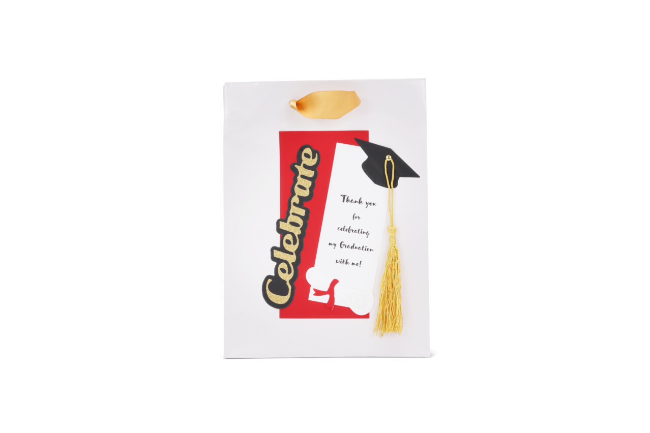 Yellow graduation favor bag with Class of 2026 tassel