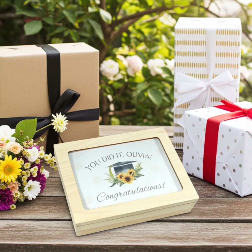 wooden graduation gift box