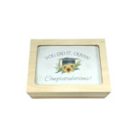 Graduation memory wooden box with glass lid and personalized graduation keepsake set
