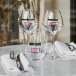 Bridesmaid Mode, Honor Mode and Wife Mode wine glasses with battery design for bridal party celebration