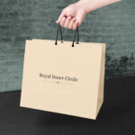 Royal Inner Circle bridal party gift bag mockup with elegant wedding design