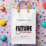 Future Nurse graduation gift bag personalized with name and date, nursing school graduation gift bag with heartbeat medical design